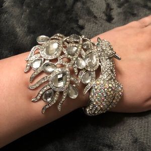 Peacock clear and AB rhinestone/crystal bracelet